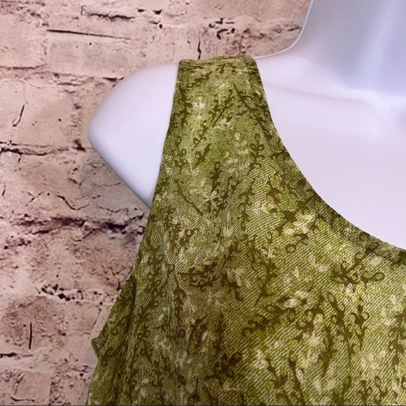 J. Jill 2pc Set Green Floral Sleeveless Blouse & Skirt Rayon Mid Length - Picture 3 of 15